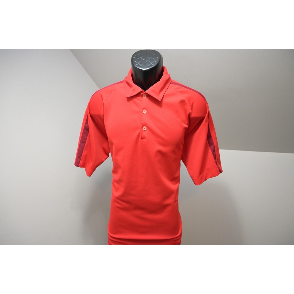 Nike Golf Polo Shirt Mens Large Red Short Sleeve Striped Fit Dry Excellent
